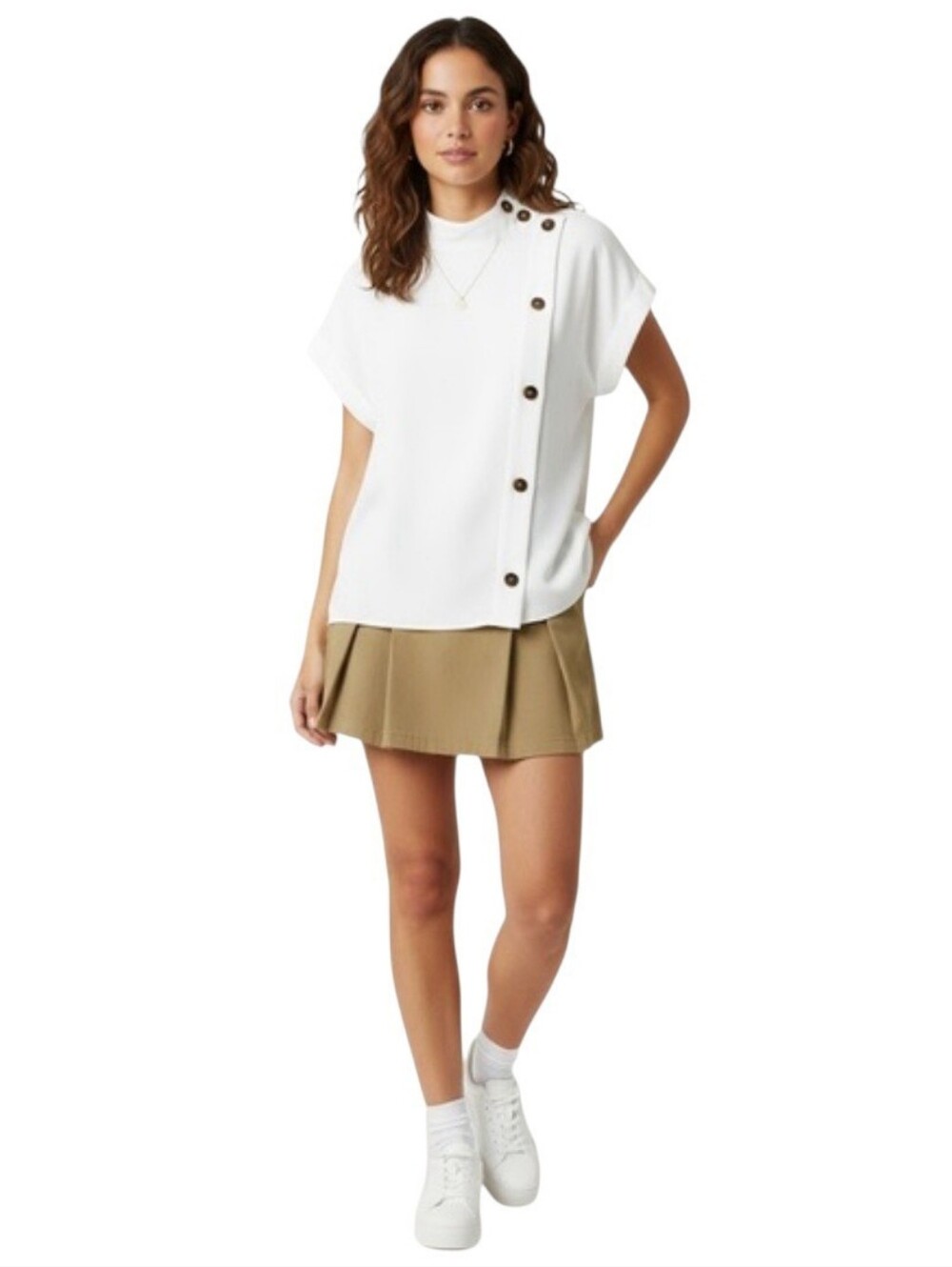 New! Zara XS White Asymmetrical Lightweight Top